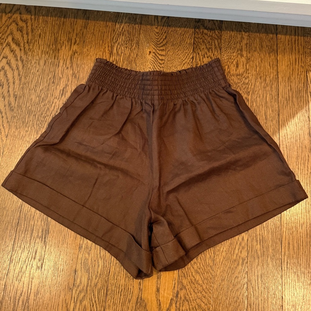 Reformation Nashville Linen Brown Shorts